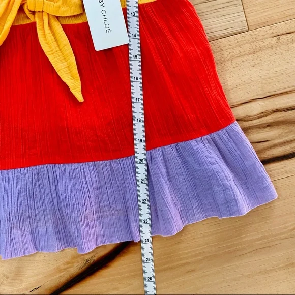 See By Chloe Ruffled Bow Braided Strap Colorblock Tank NWT - Picture 10 of 12